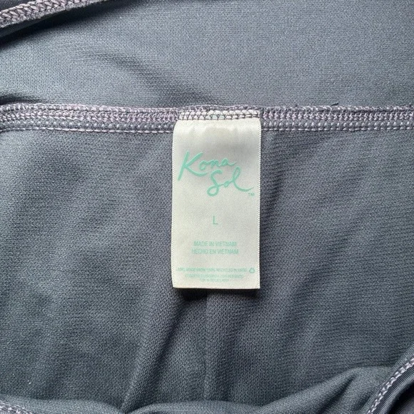 Kona Sol Swim Shorts Bottoms Gray Lattice Side Cutout Summer Athletic Large - Picture 4 of 7